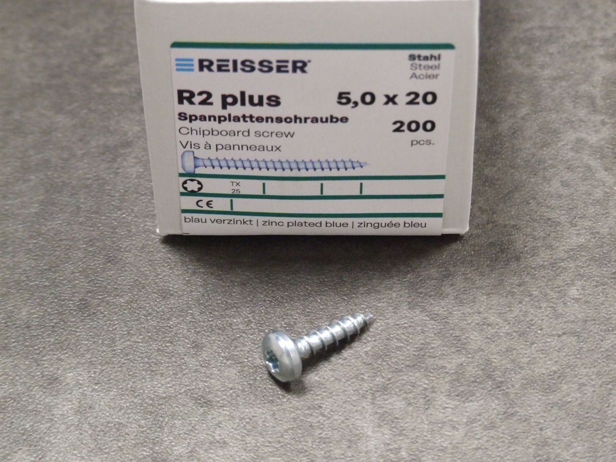 Pan-Head Spanplattenschraube R2 plus TORX, 

5x20 mm, verzinkt, VE=200 St., 4005674 544009

