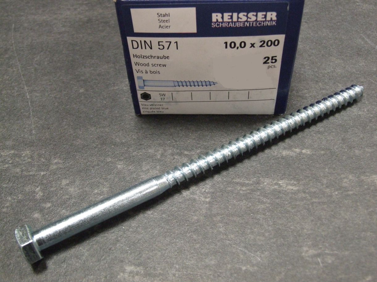 Holzschrauben DIN 571, 10x200 mm; 

Stahl blau passiviert, 25 St./VE, 

4005674064743

