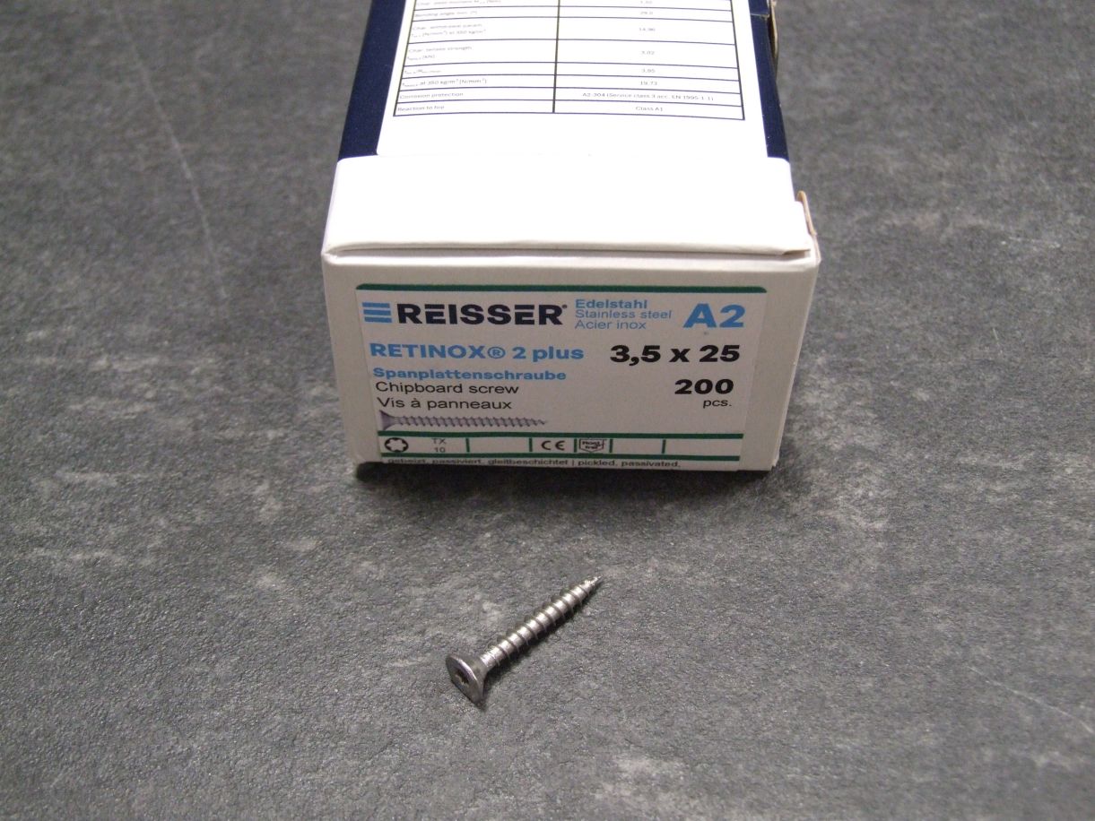 Retinox 2plus Senkkopfschraube 3,5x25 mm,

VG, Edelstahl, A2, TX 10, 4005674045391

