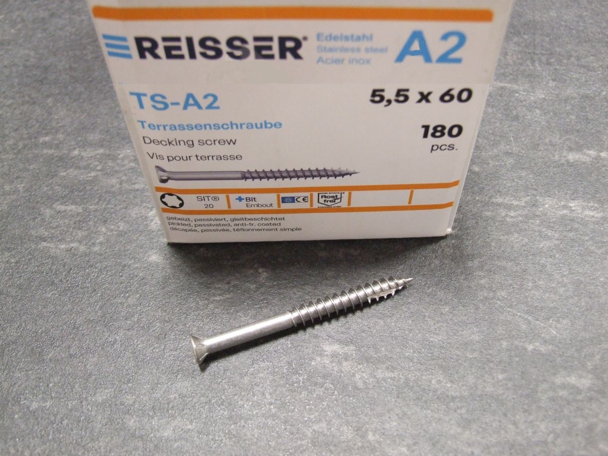 TS-A2 Terrassenschraube 5,5x60 mm, 

Edelstahl A2 blank, (180 St.) 48652/1

