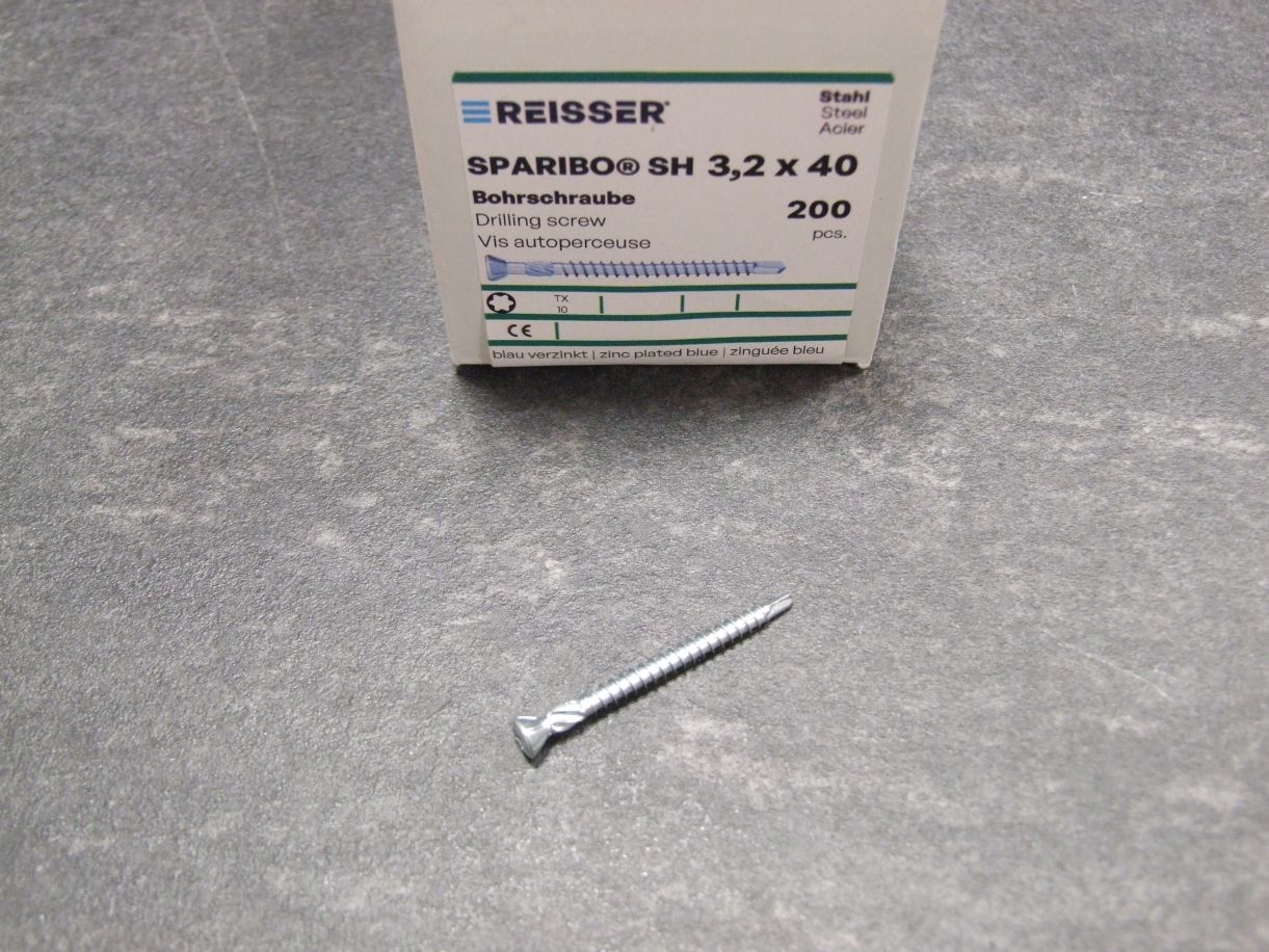 SPARIBO Bohrschraube 3,2x40 mm 

Linsensenkkopf, blau verzinkt, 4005674186551

