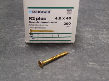 R2 Plus Senkkopfschraube 4x40 mm, 

Torx, TG, gelbverz., VE=200 St., 039406


