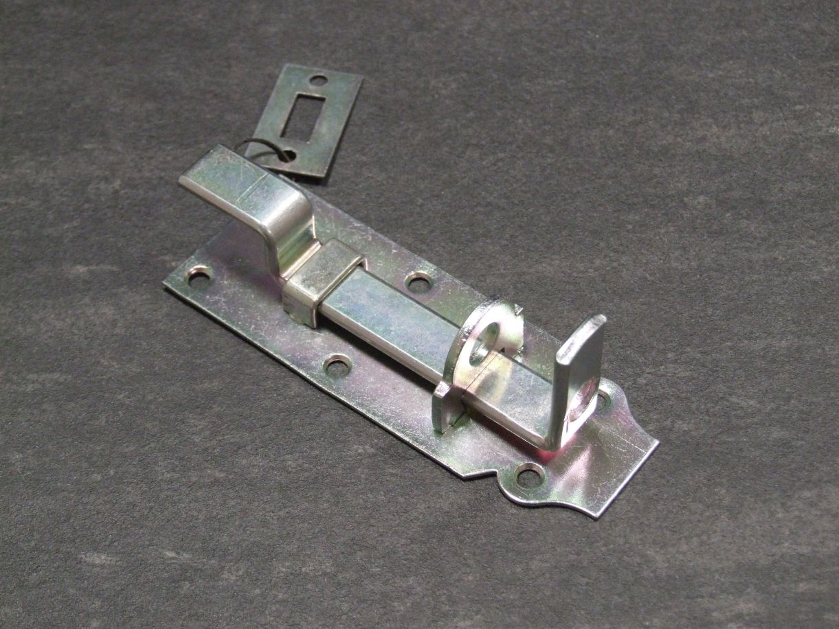 Schlossriegel 120x44 mm, gekröpft, 

mit Schließblech, verzinkt, 117030


