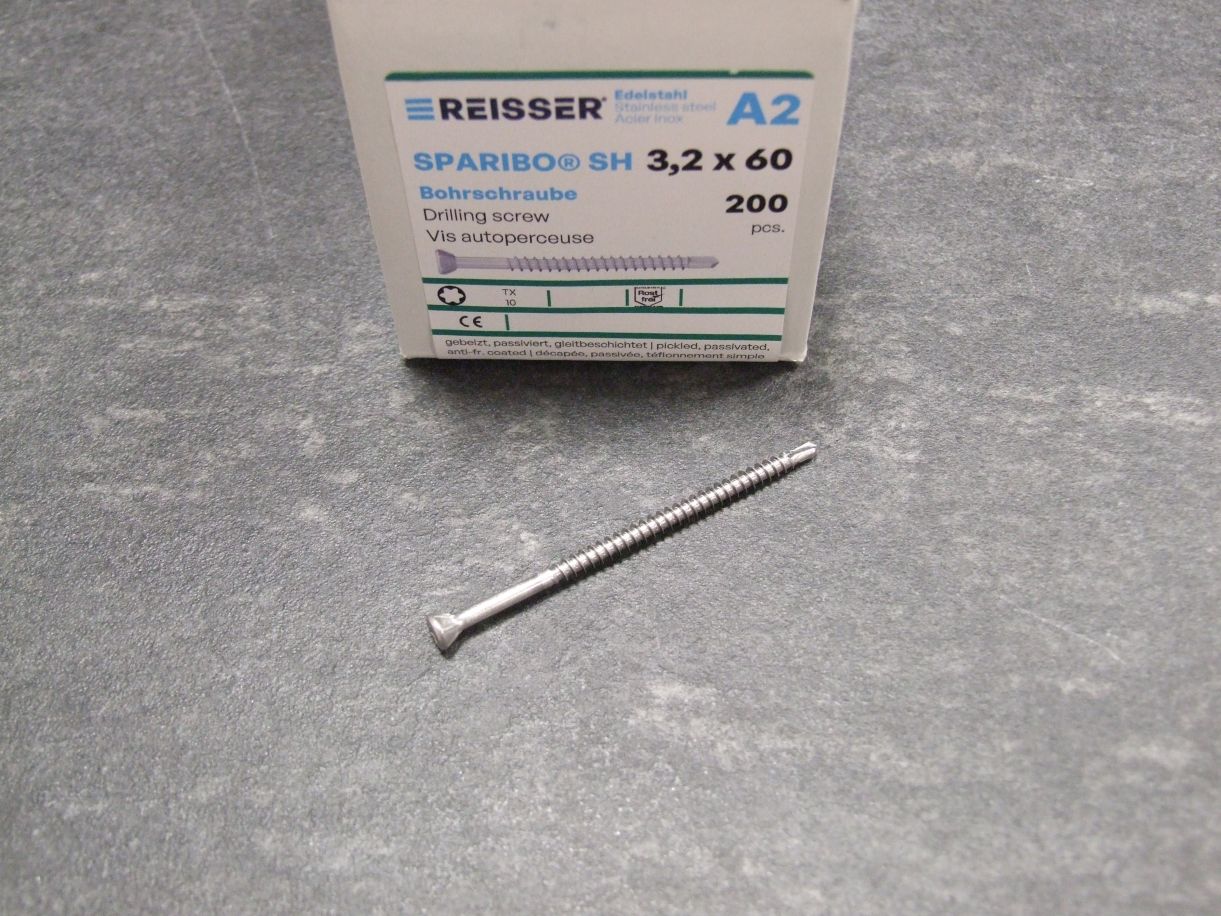 SPARIBO Bohrschraube 3,2x60 mm, 

VE= 200 St., Linsensenkkopf, Edelstahl A2

4005674 186759

