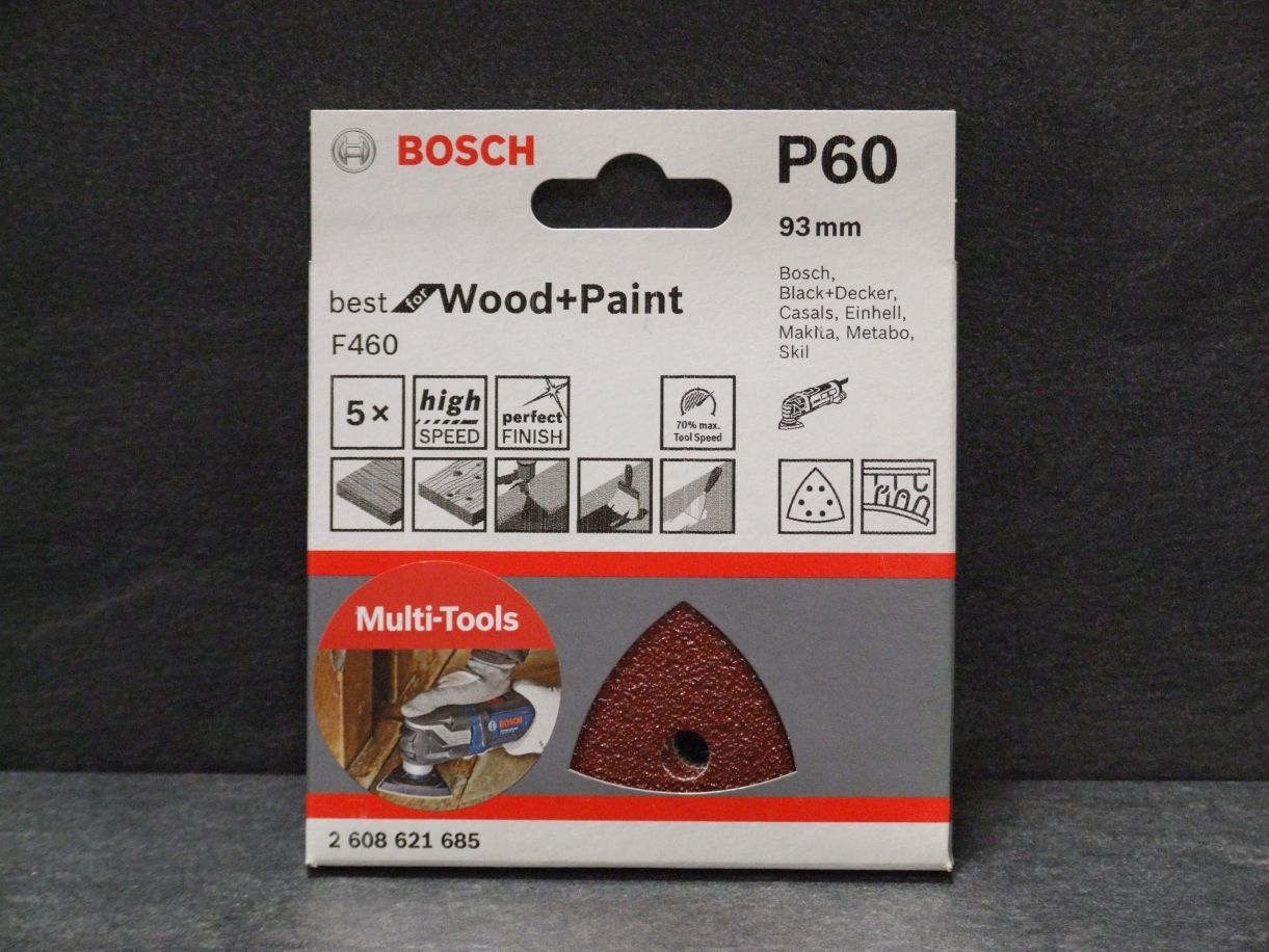Schleifscheiben für Deltaschleifer Bosch 96 mm, Korn 60, 5 St./VE, 2608621685

