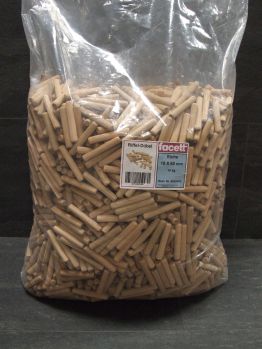 Holzdübel geriffelt, 10x60 mm, Eiche, 

10 kg-Sack, 503241S

