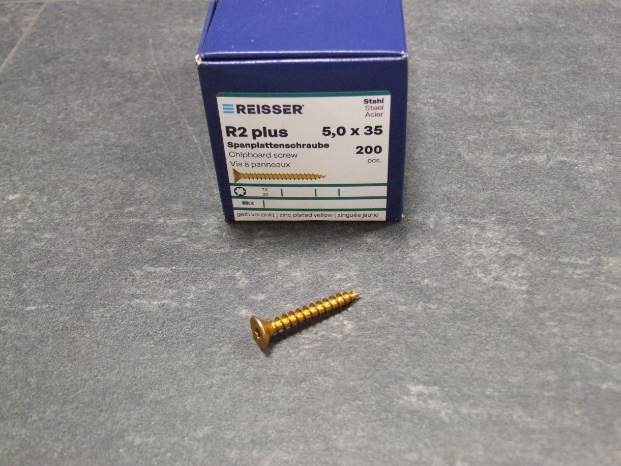 R2 plus Senkkopfschraube 5x35 mm, 

Torx 20, VG, gelbverzinkt, 200 St./VE, 389389

