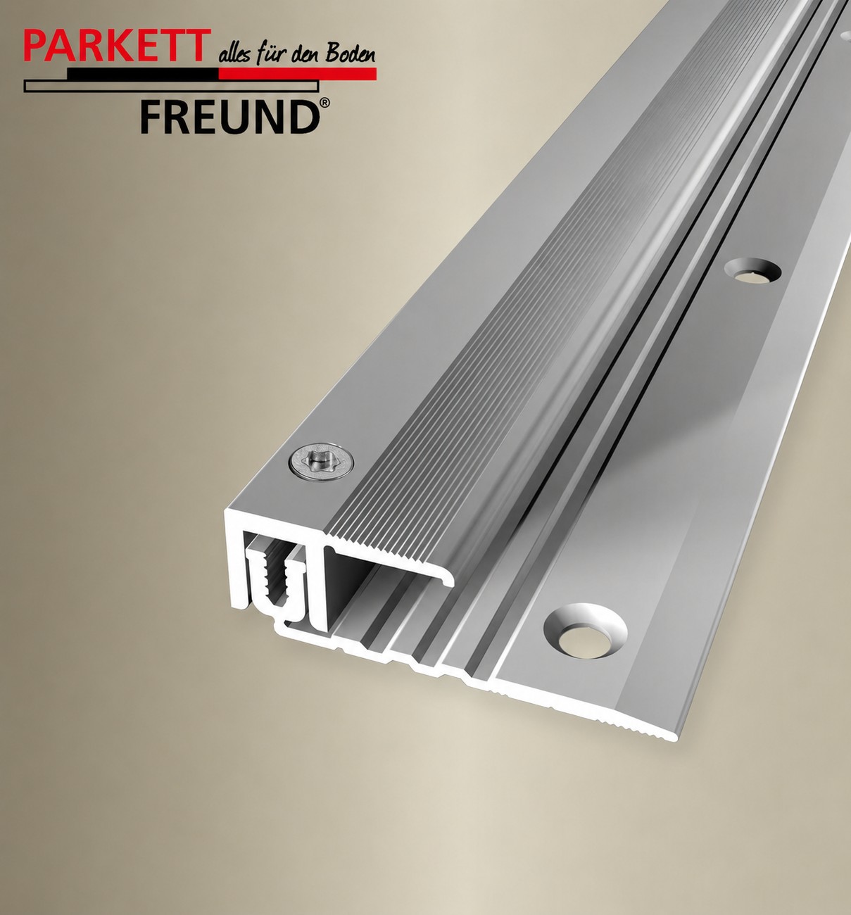 Twin Endprofil f. Parkett, Laminat, Kork 

2,70 m Alu edelstahl - Art. 19402702


