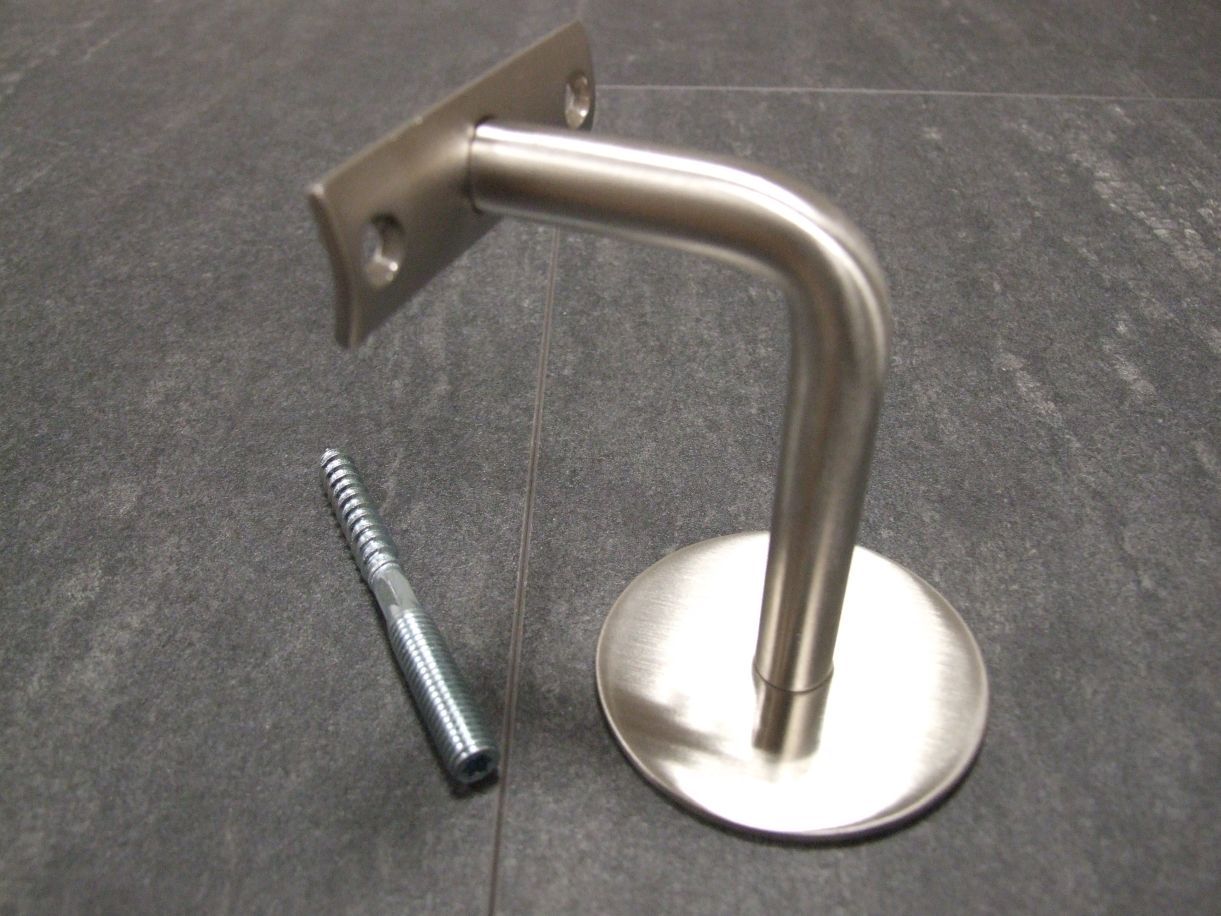 Handlaufhalter 34.35.0460, Edelstahl-sat.,

Auflageplatte gerundet, mit Stockschraube

Wandabstand 75 mm, Platte Ø 60/3 mm, 

mit Stockschraube M8x70 mm, mit Dübel

