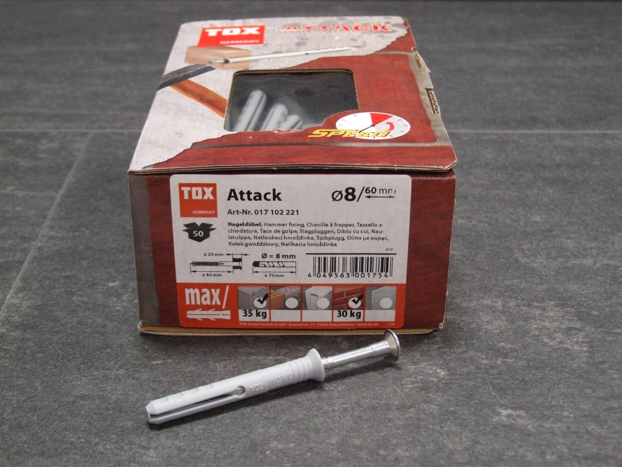 TOX Nageldübel Attack 8x60 mm, 

50 St./VE, 017102221

