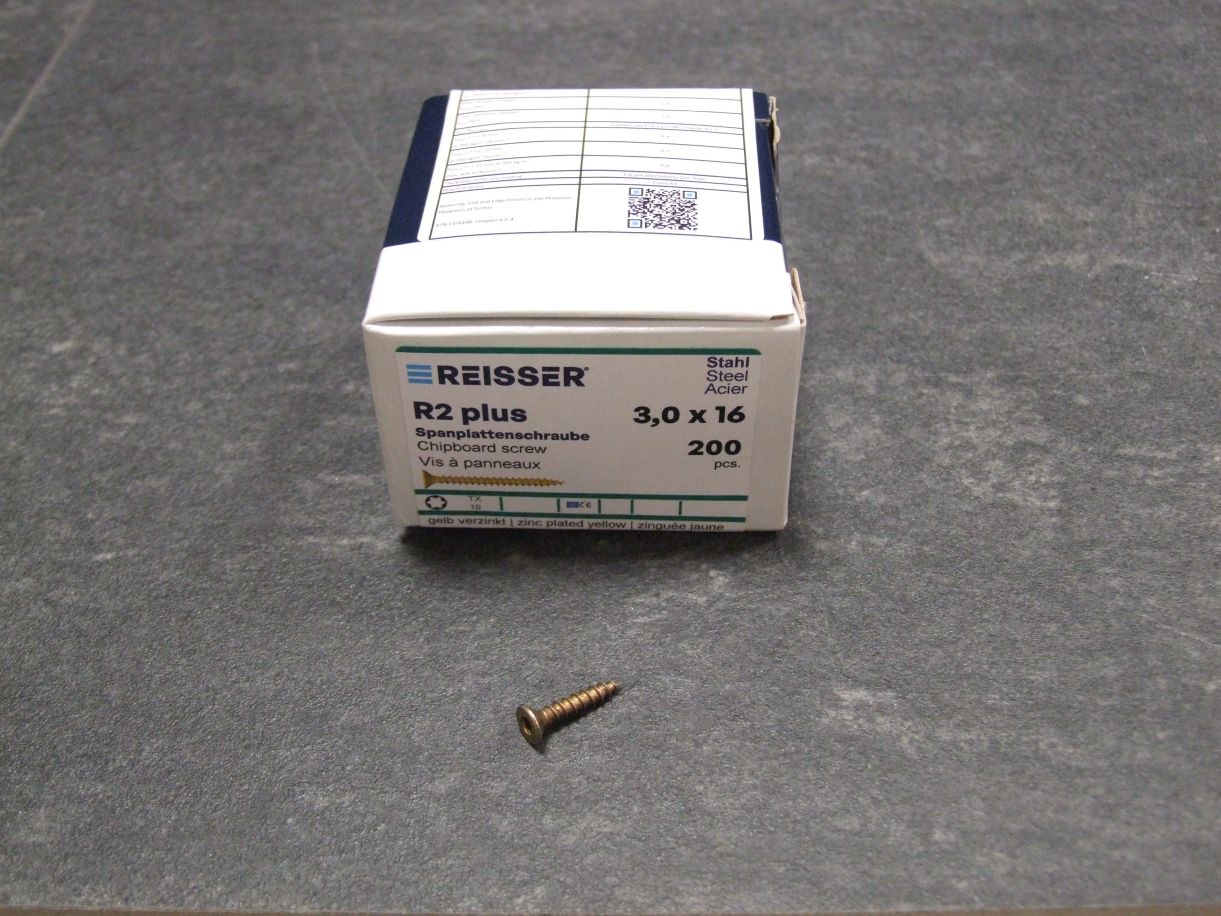 R2 plus Senkkopfschraube 3x16 mm, 

Torx,  gelbverz., 200 St. Kleinpaket, 389204

