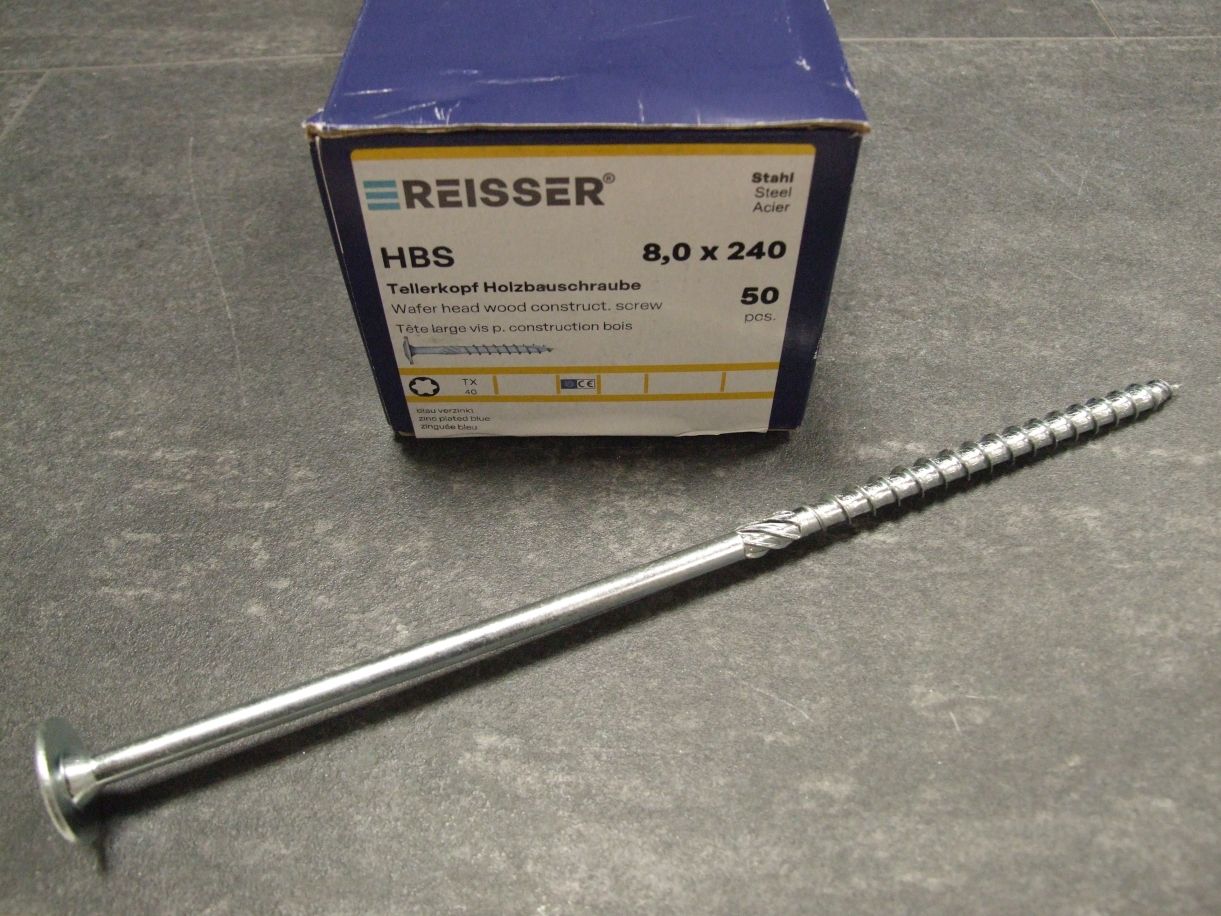 HBS Tellerkopf Holzbauschraube 8x240 mm,

TX40, TG ETA, blau verzinkt; 4005674531634

