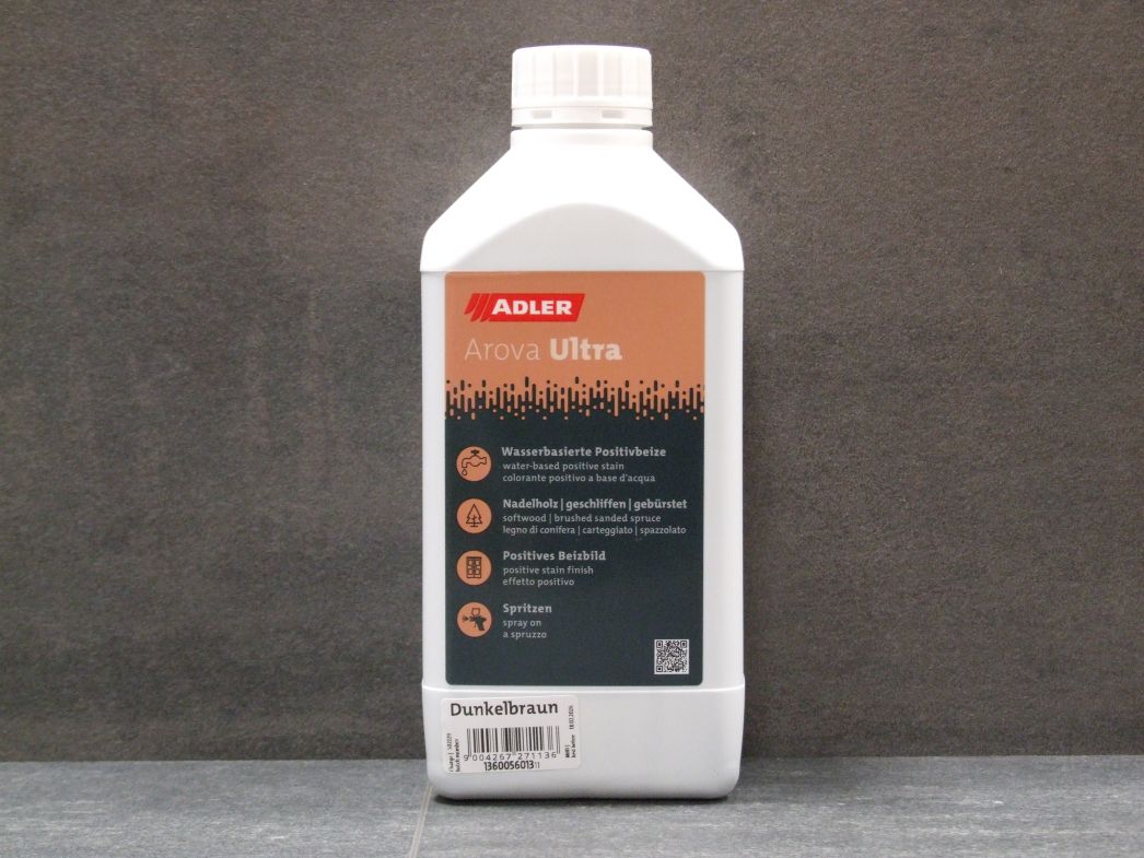 Adler Arova Ultra Positivbeize, 

Farbton Dunkelbraun,    

1 l-Gebinde 136005601311

