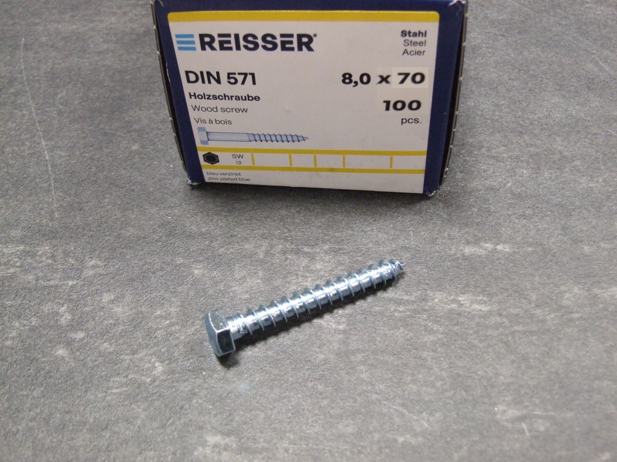 Holzschrauben DIN 571, 8x70 mm; 

Stahl blau passiviert,100 St./VE, 28378/6

