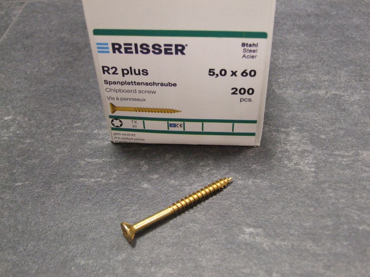 R2 plus Senkkopfschraube 5x60 mm, 

Torx 20, TG, gelbverz, 4005674345088 

