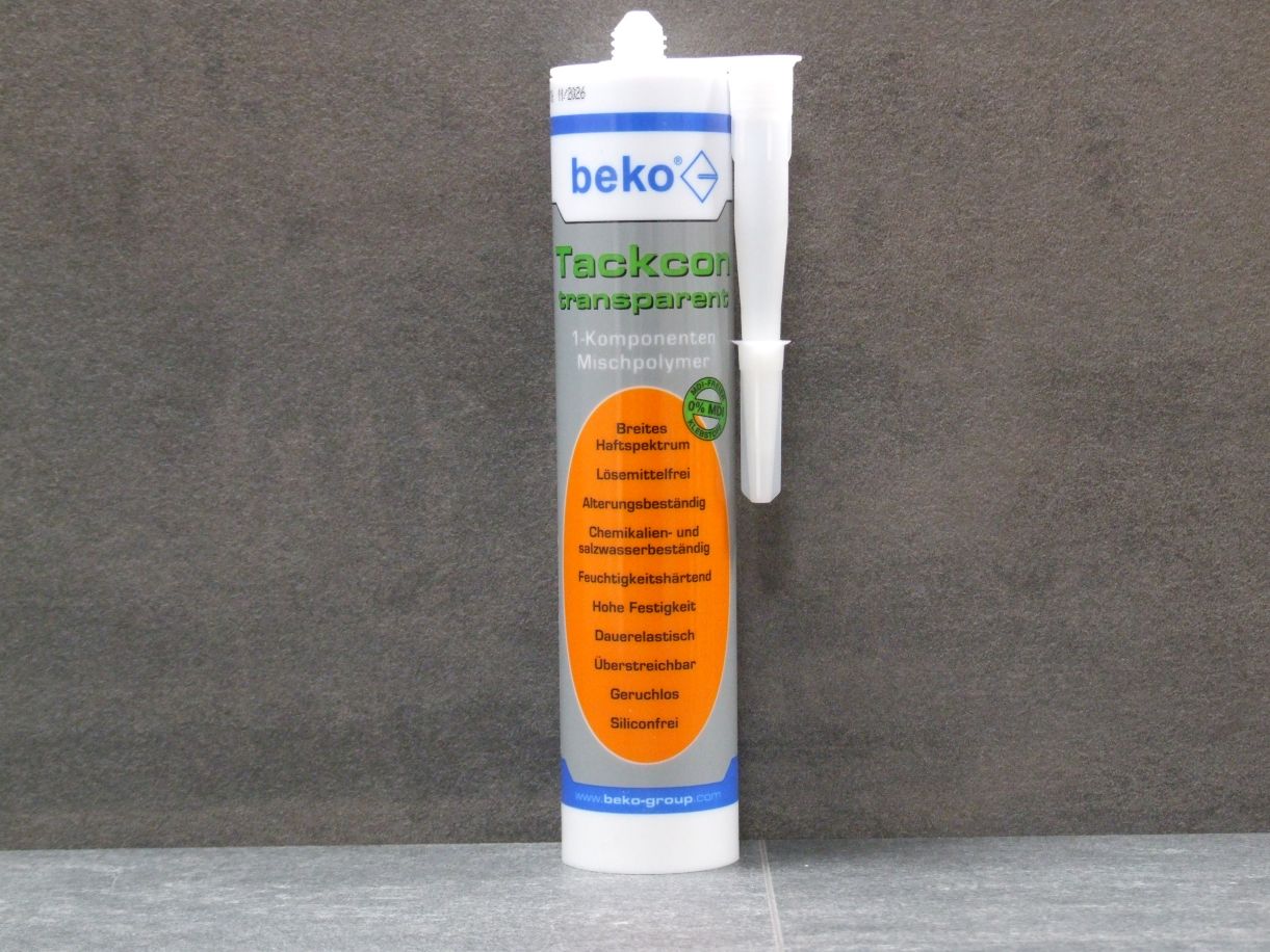 BEKO  Tackcon transparent 1-K-Mischpolymer

310 ml; 239 310 1

