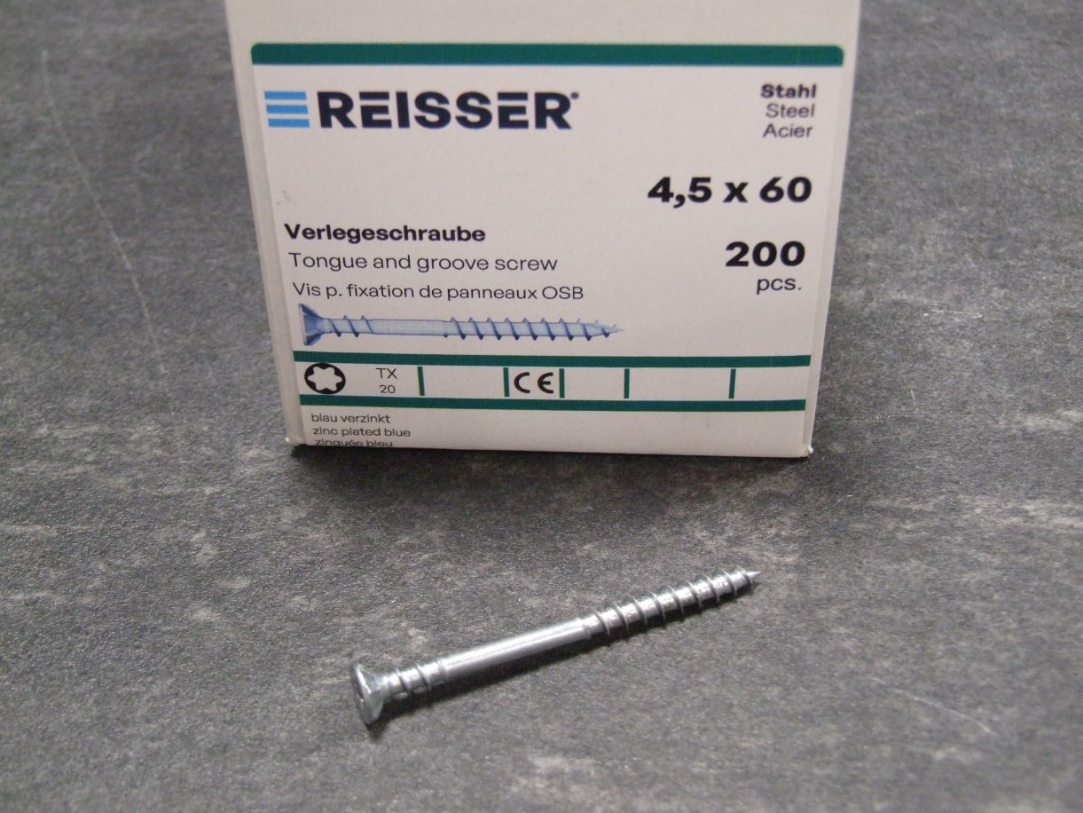 Verlegeschraube 4,5x60 mm, 

200 St. Stahl blau verzinkt, 54092/6

