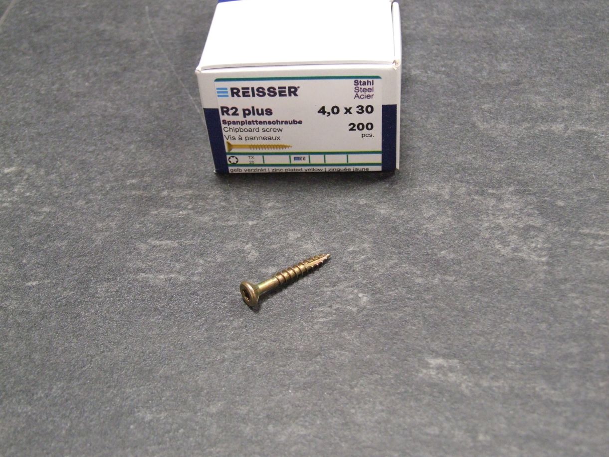 R2 plus Senkkopfschraube 4x30 mm, TG, 

Torx, gelbverz., Kleinpaket= 200 St., 039383 

