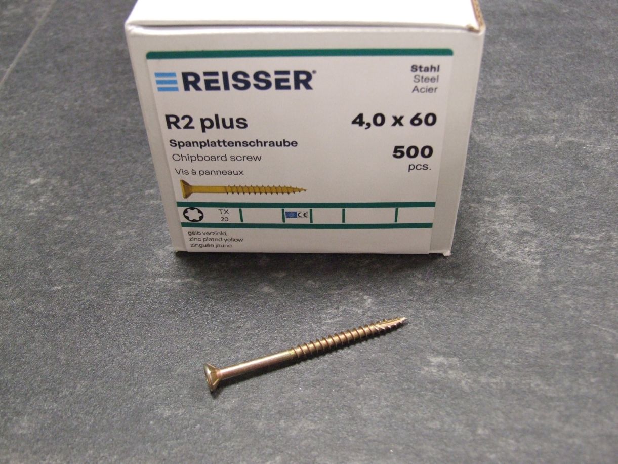 R2 plus Senkkopfschraube 4x60 mm, 

Torx, gelbverz., VE=500 St. 4005674345491

