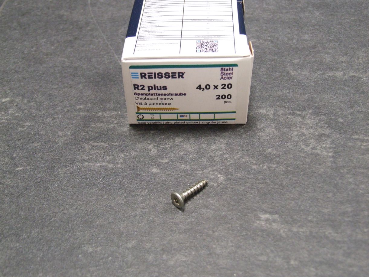 R2 plus Senkkopfschraube 4x20 mm,

Torx, gelbverz., Kleinpaket= 200 St., 03936/9 

