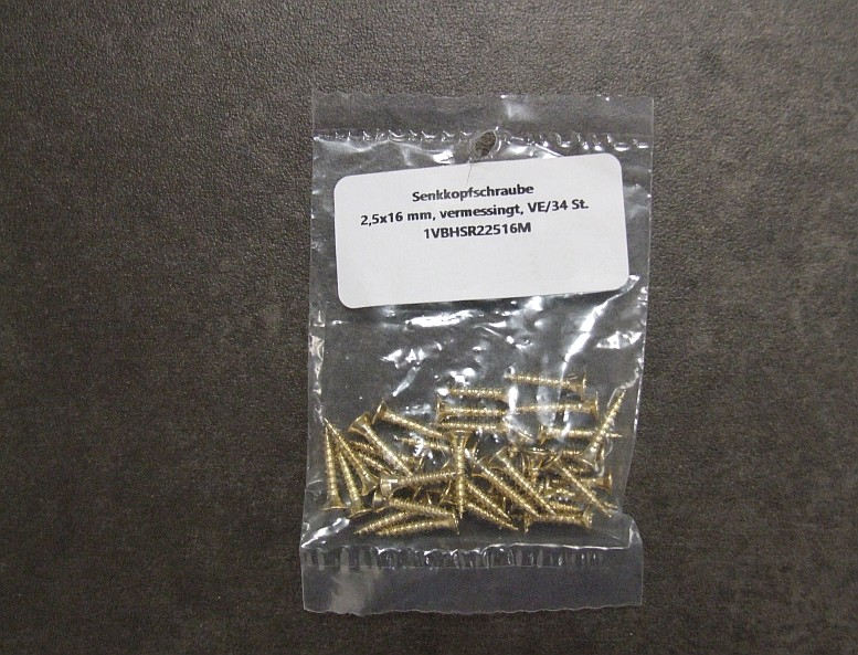 Senkkopfschraube 2,5x16 mm, 

vermessingt, VE/34 St.

