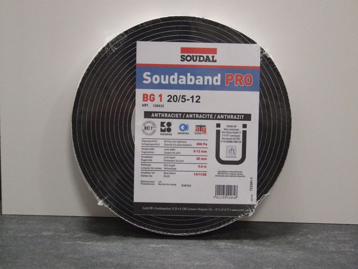 Fugendichtband BG 1, 20/5-12; anthrazit,  

5,6 m-Rolle, SDV2005

