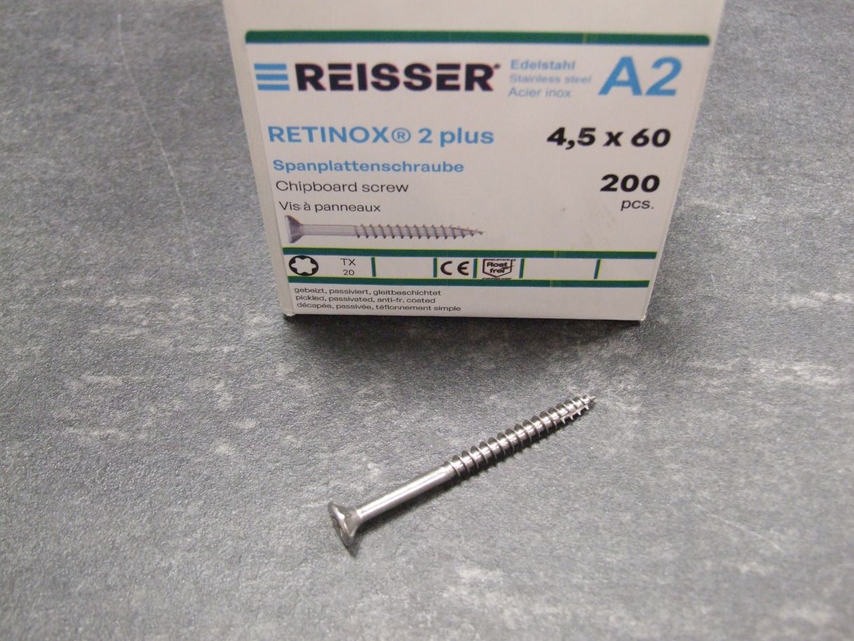 Retinox 2 plus Senkkopfschraube 

4,5x60 mm, TG, Edelstahl A2, Torx 01949/1

