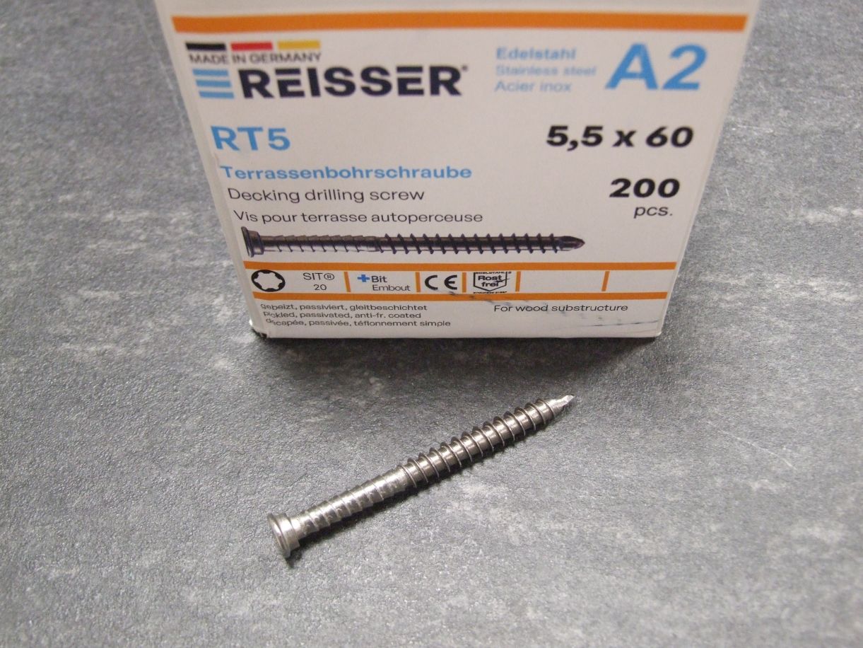 RT5 Terrassenbohrschraube Stufenkopf, 

5,5x60 mm, TG, Edelstahl A2, 025904

