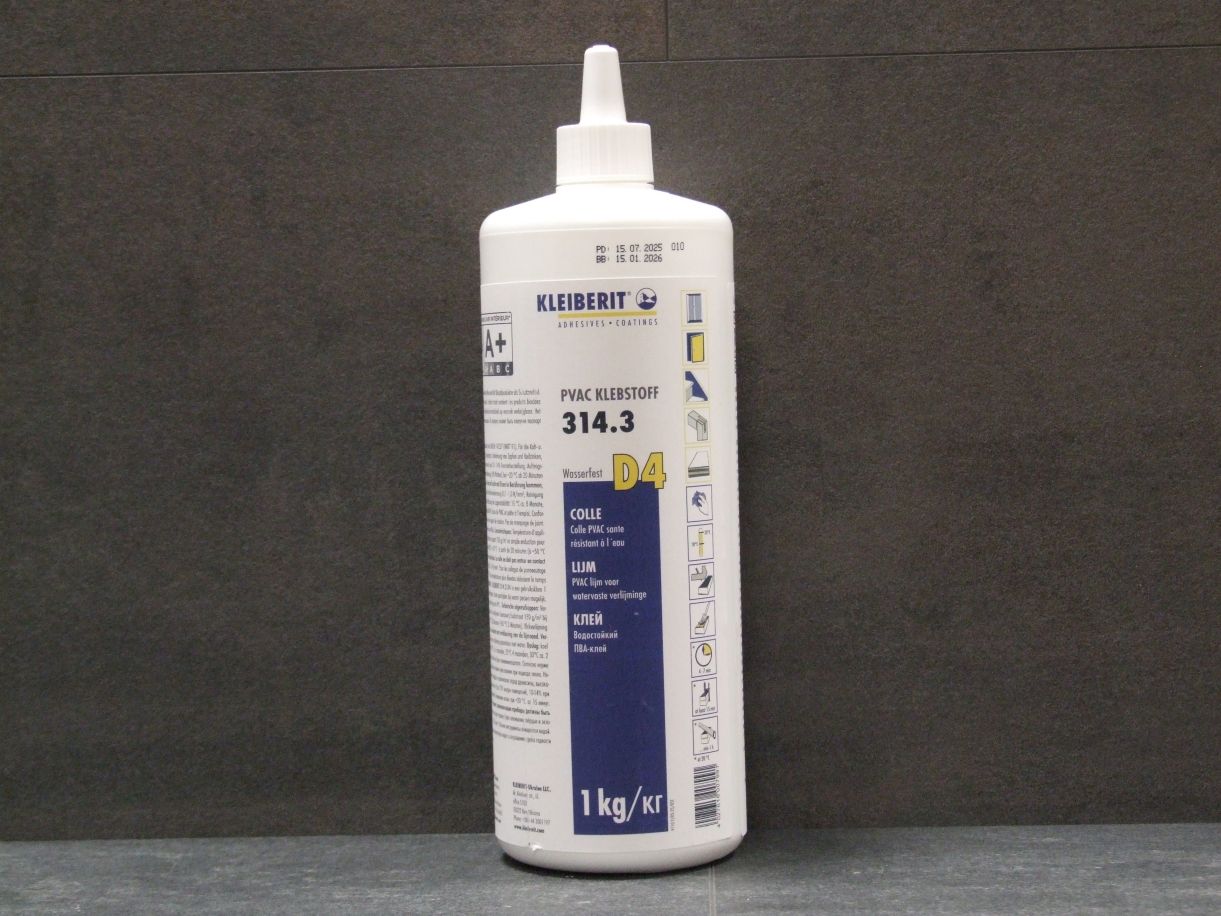 Kleiberit Weißleim Nr. 314.3; D4, 1 kg



* nicht über 20° lagern*

