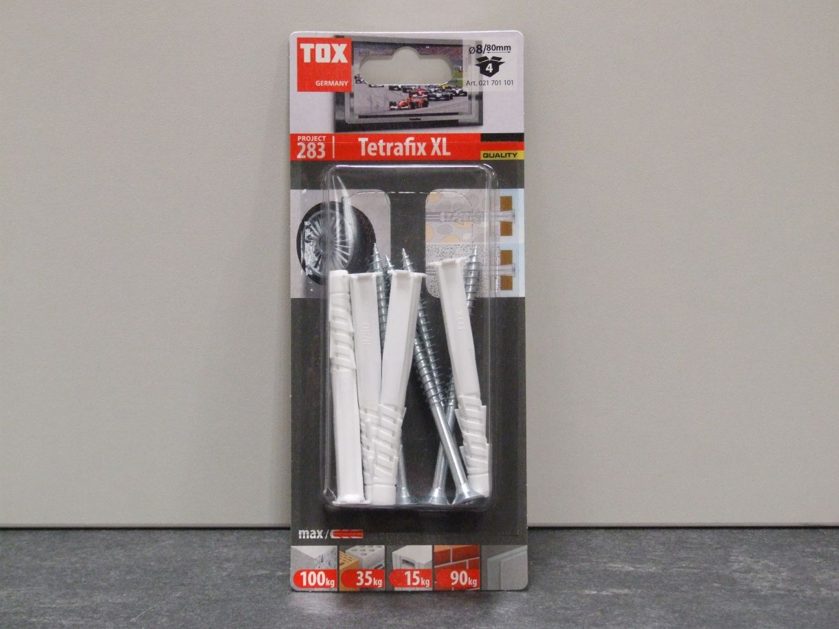 TOX Dübel Tetrafix XL 8x80 mm, 

Dübel+Schraube, 021701101  (4 Stk./ VE)

