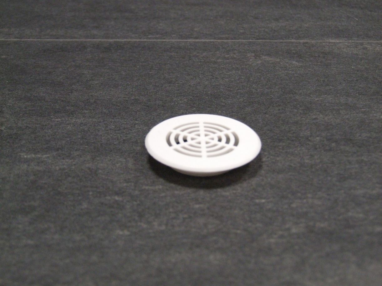 Lüftungsrosette Kunststoff, mit Harpunensteg 

geschlitzt, Ø 50 mm, weiß, 571.10.700

