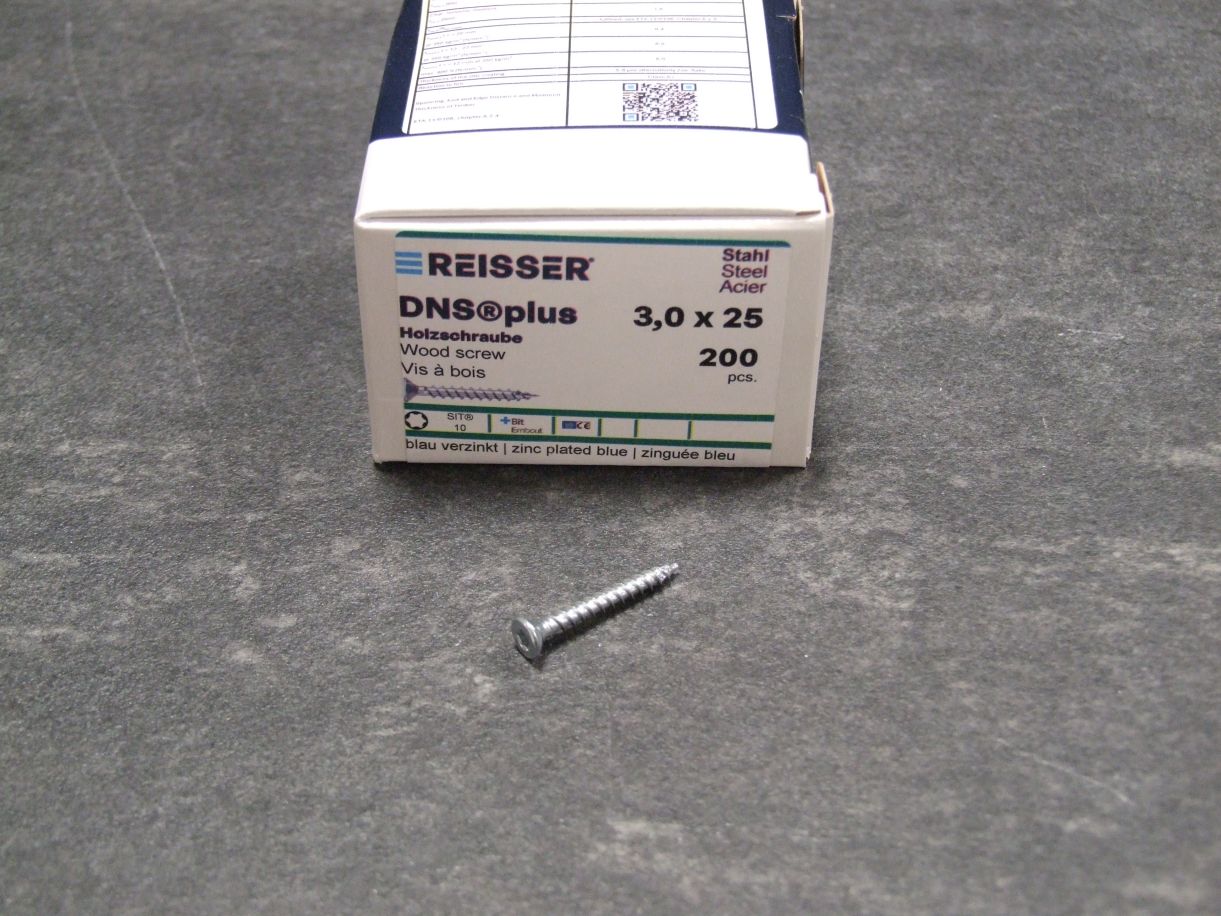 DNS plus Spanplattenschraube, 3x25 mm, 

VG, TX10, blau passiviert, 

200 St./Kleinpaket, 524636

