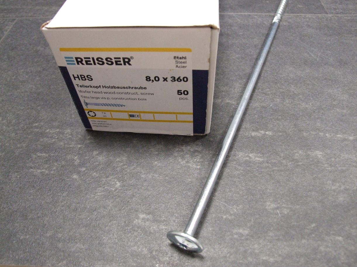 HBS Tellerkopf Holzbauschraube 8x360 mm, 

TX40, TG, ETA, blau verzinkt; 53175/7

