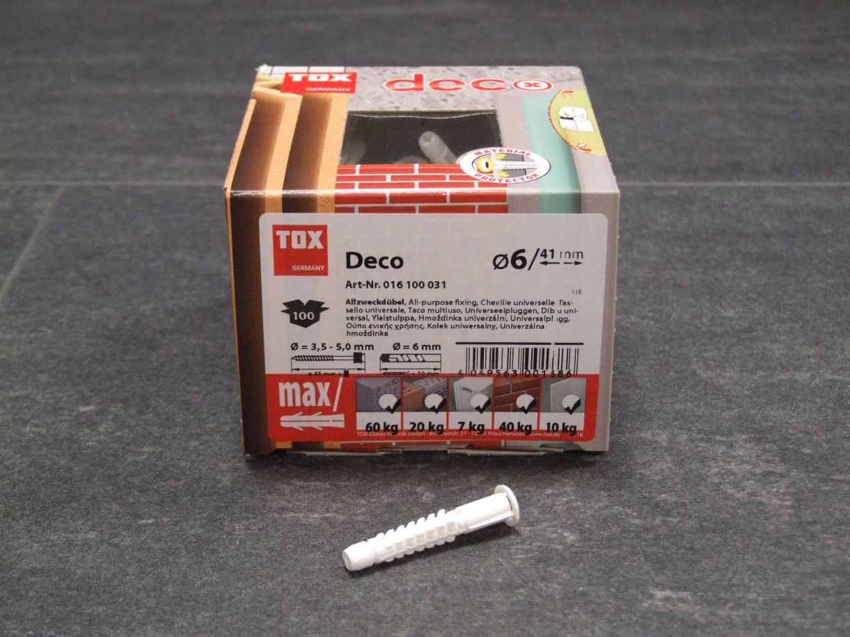 Allzweckdübel Deco 6x41 mm, 

016100031;  100 St./VE

Abverkauf / Sonderpreis

