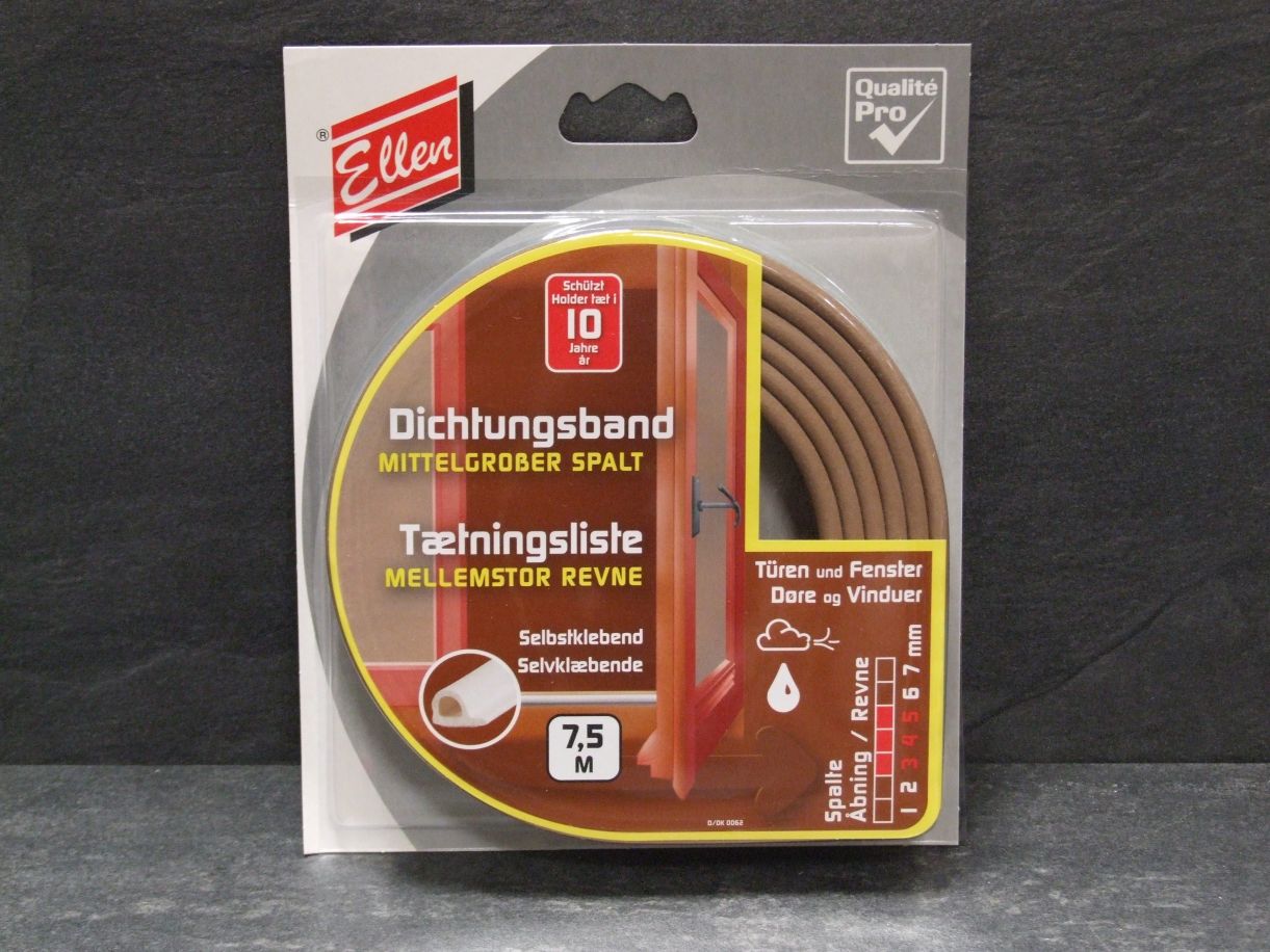 Elton Dichtungsband Ellenflex P-Profil selbstklebend 3 bis 5/8 mm, braun, 7,5 m-Rolle, 6302203

