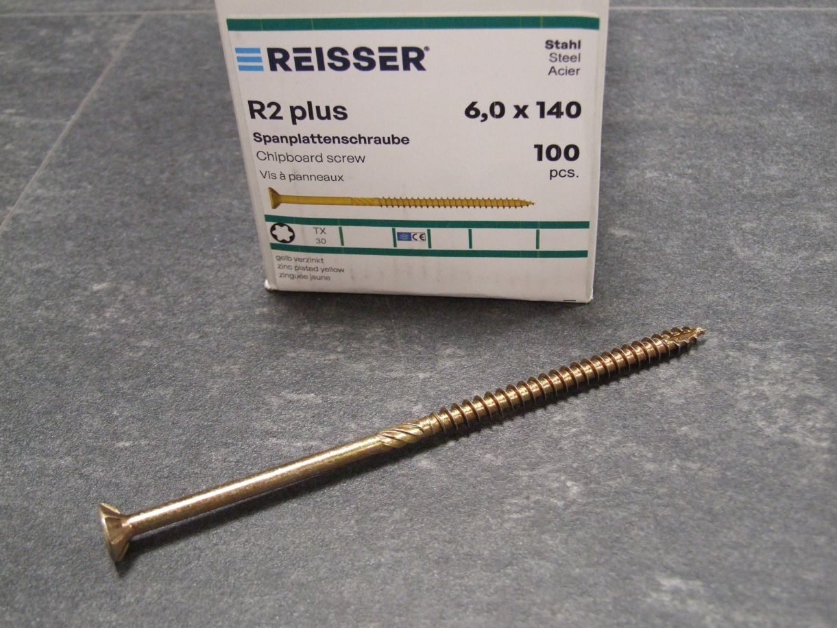 R2 plus Senkkopfschraube 6x140 mm, 

Torx, TG, gelbverz., 4005674345200 

