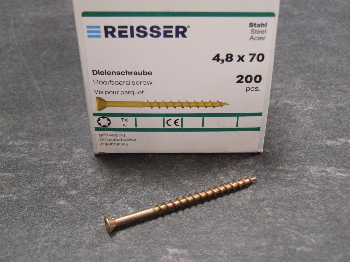 Dielenschraube RN 9216 4,8x70 mm, 

gelb chromatiert, VE= 200 St. 406031

