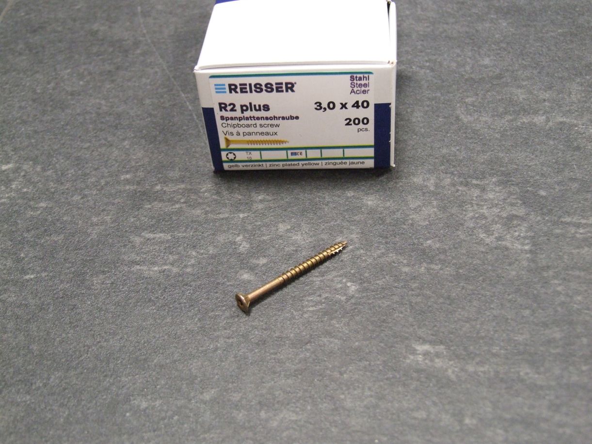 R2 plus Senkkopfschraube 3x40 mm, TG,

Torx, gelbverz., 200 St. Kleinpaket, 389426

