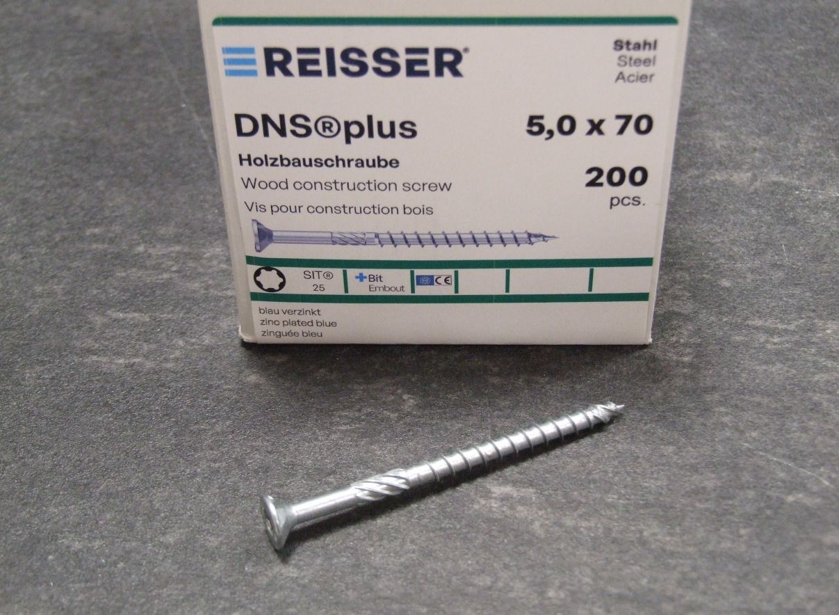 DNS plus Spanplattenschraube 5x70 mm, TG

TX20, blau passiviert, 200 St./Großpaket, 456371 

