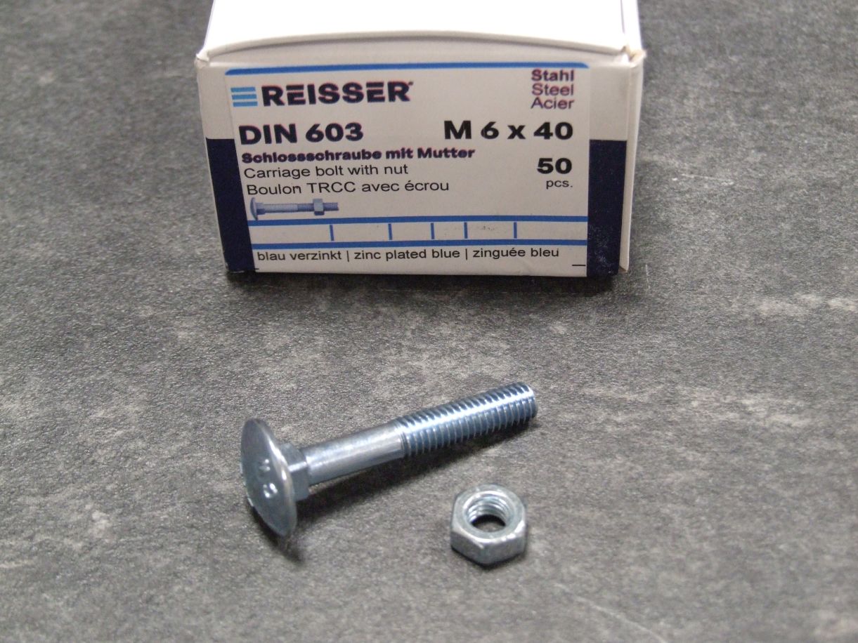 Schloßschraube DIN 603, 6x40 mm

Stahl verzinkt blau passiviert, VE=50 St., 200424

