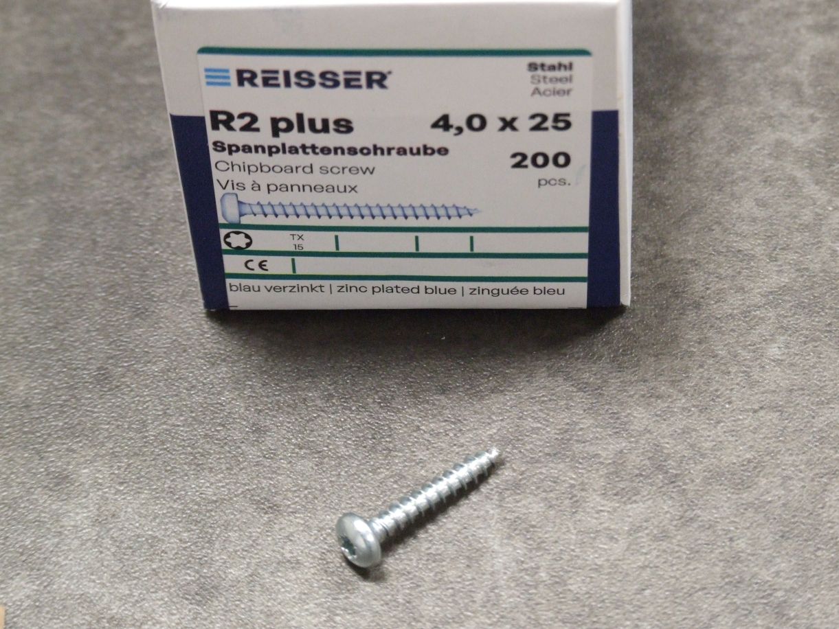 PAN-HEAD Spanplattenschraube R2 

4x25 mm, VG, blauverzinkt, 231947


