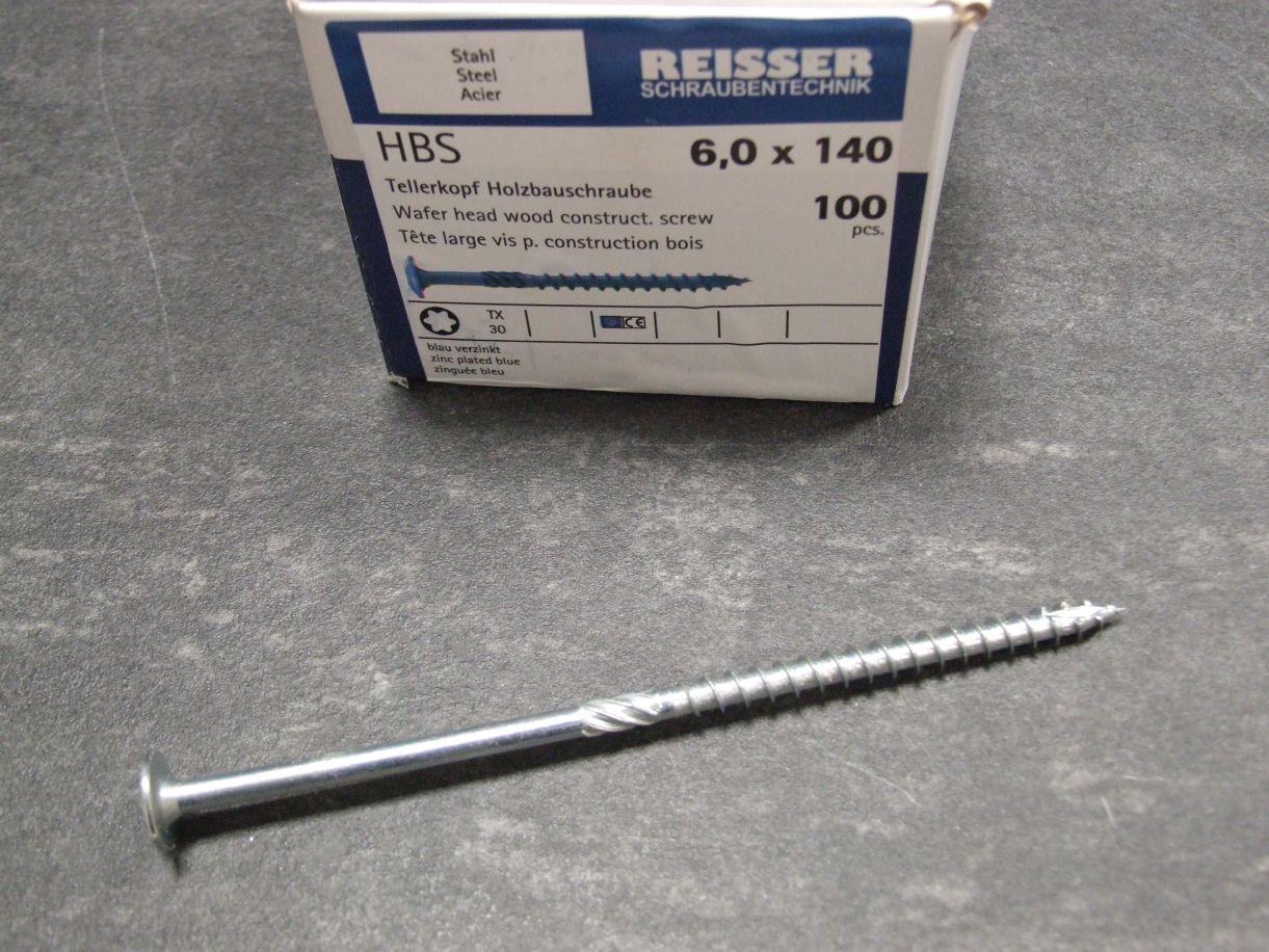 HBS Tellerkopf Holzbauschraube 6x140 mm,

TX 30, TG, ETA, blau verzinkt; 4005674612210


