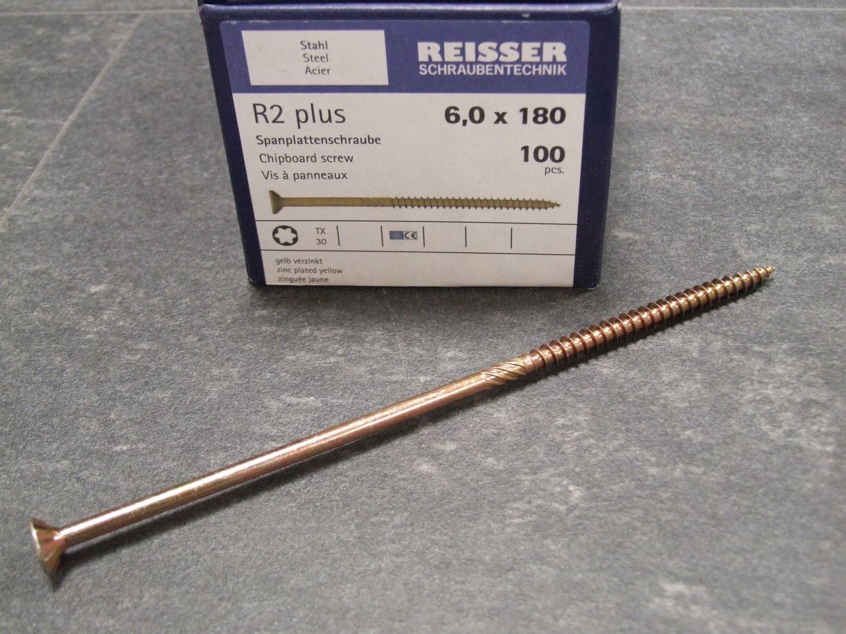 R2 plus Senkkopfschraube 6x180 mm, 

Torx,  gelbverz., 4005674346078

