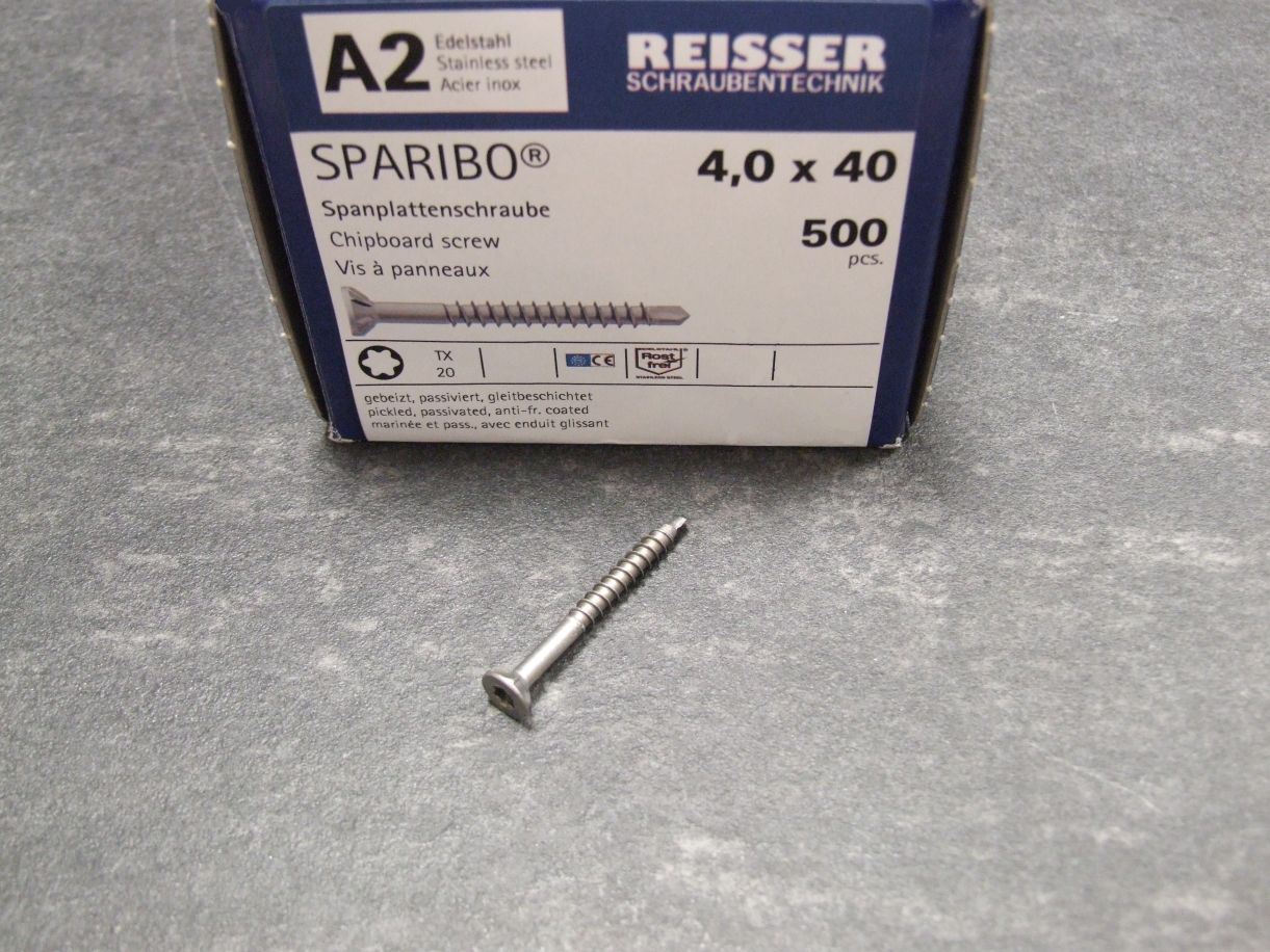 SPARIBO Bohrschraube 4x40 mm, 

Edelstahl A2, VE=250 St.

Nr. 462594

