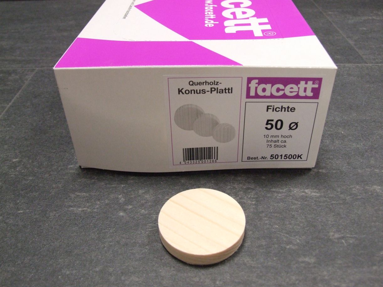 Konusplättchen 50 mm, Fichte, 

ca. 75 St./Karton; 501500K

