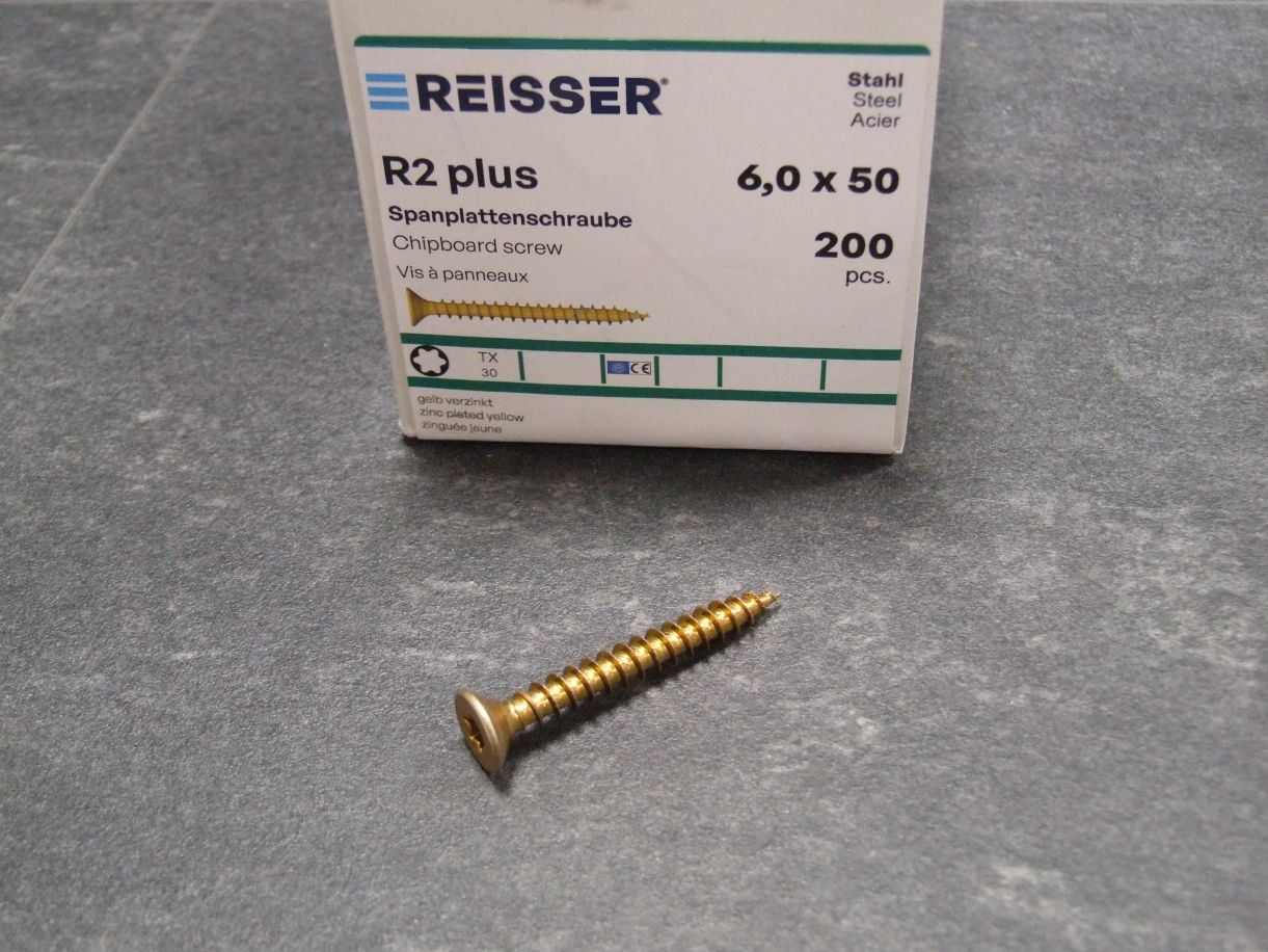 R2 plus Senkkopfschraube 6x50 mm, 

VG, TX30, gelbverzinkt, VE= 200 St., 345132

