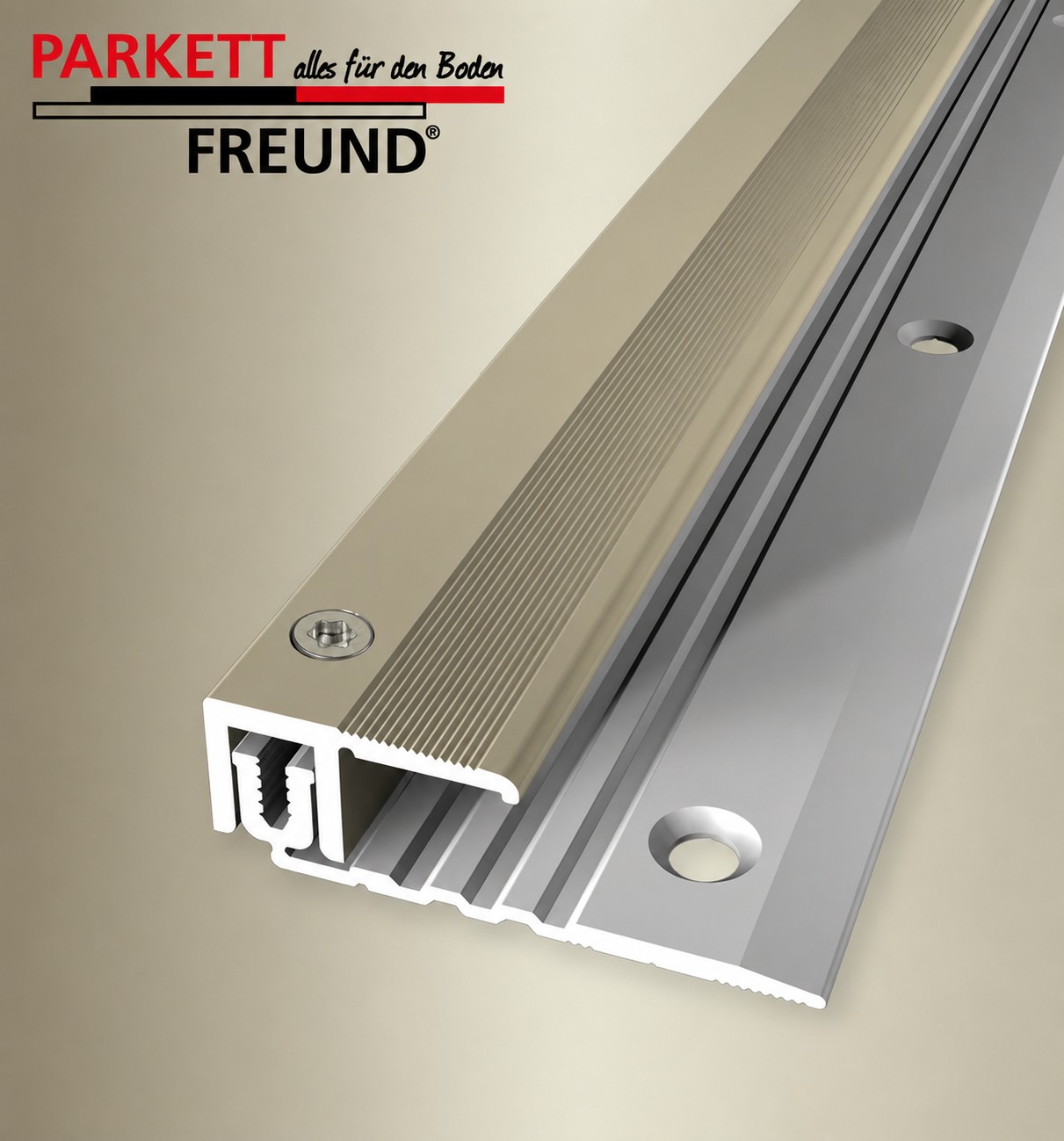 Twin Profi End-Profil f. Parkett, Laminat, Kork 

2,70 m lang, sand - Art.19402709

