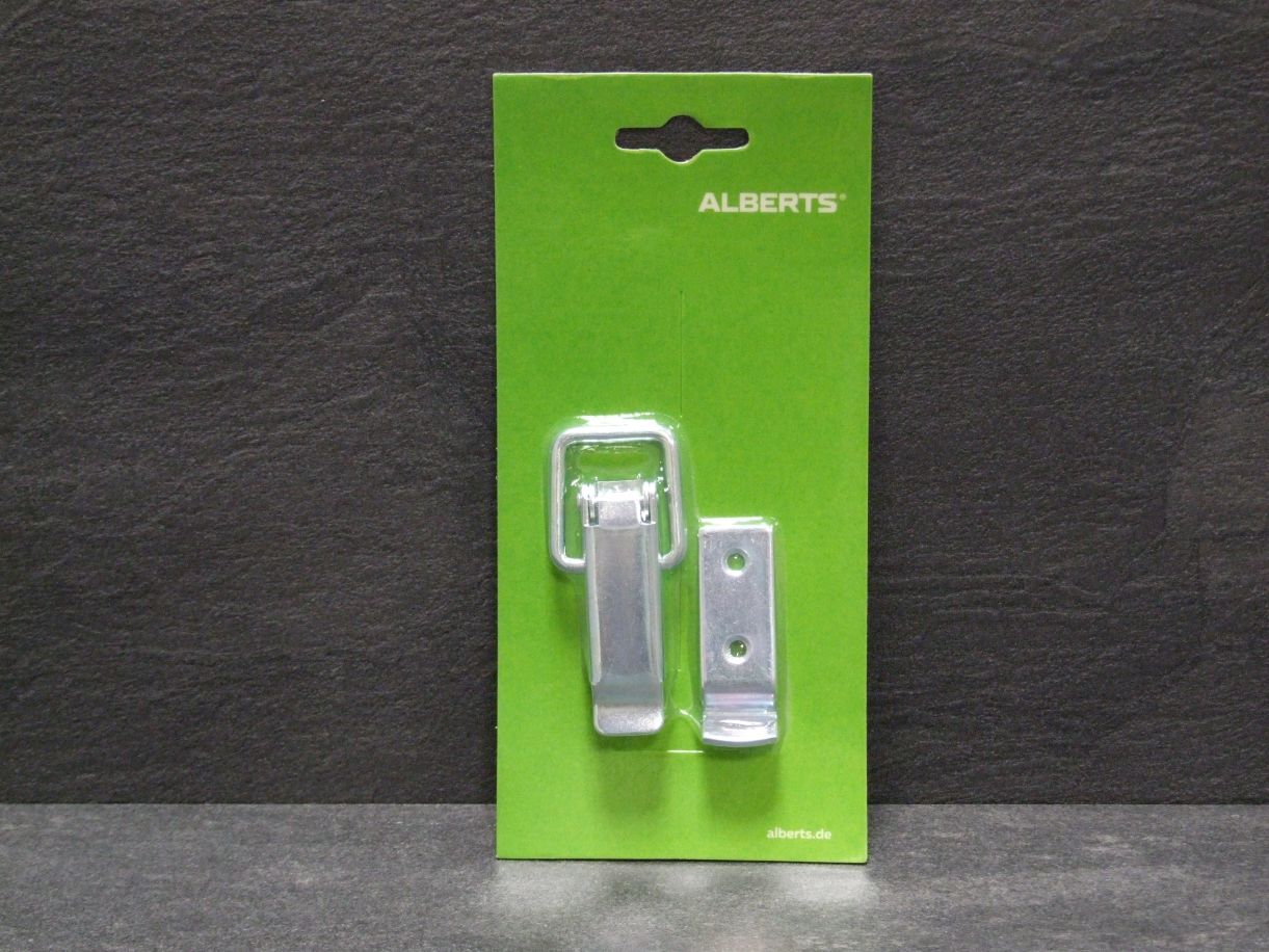 Kistenverschluß 61x18x22 mm

galv. verzinkt, mit Schließhaken gekröpft

347963

