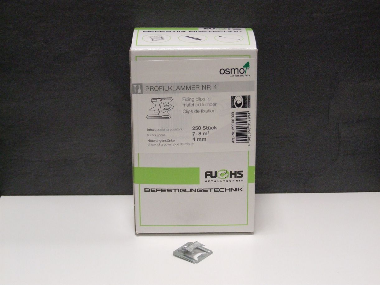 OSMO Profilklammer Nr. 4 verzinkt 

für 12,5 / 14 / 16 mm Profilstärke (250 St.) 

Art. 39900009

