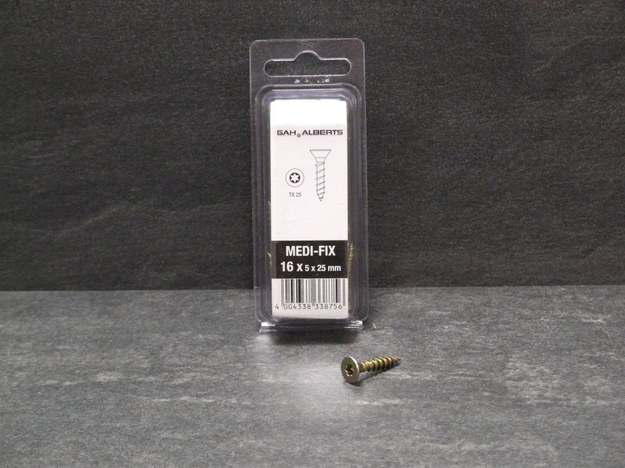 Schrauben Medi-Fix 5x25 mm, VE= 16 St. 

galv. verzinkt, 338756

